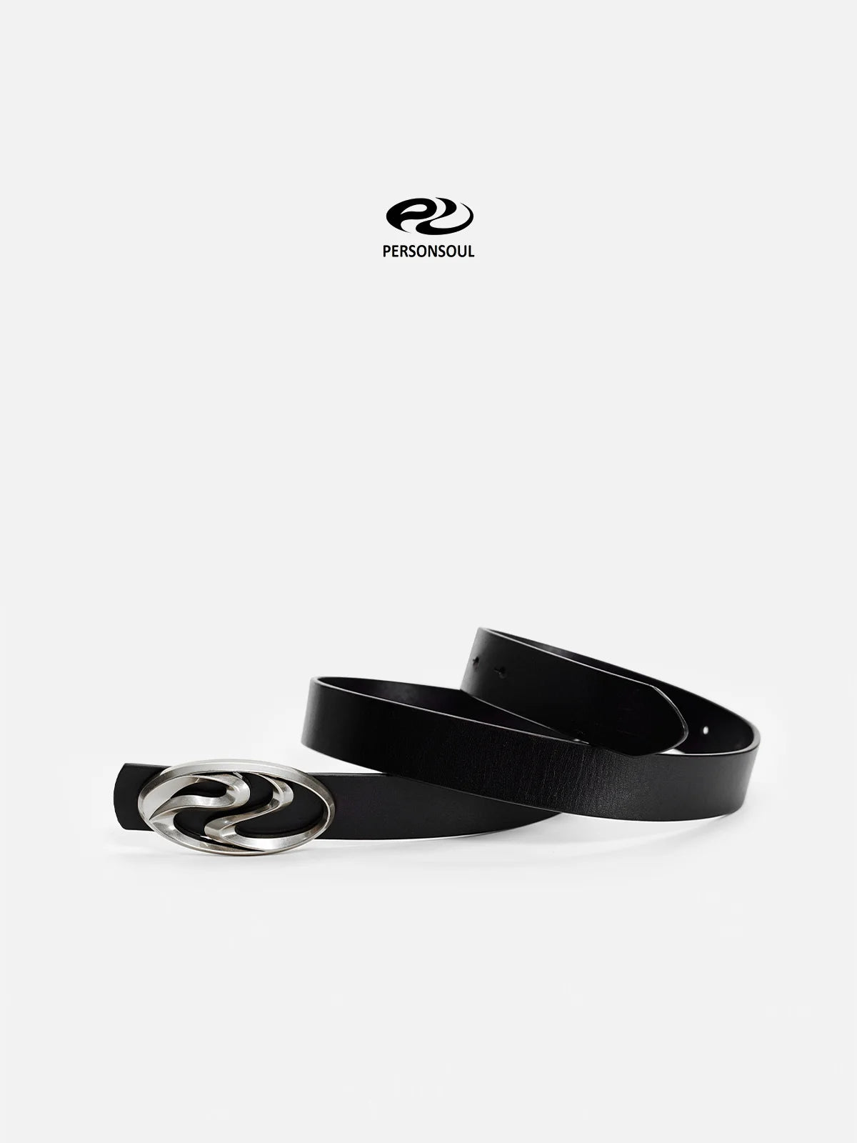 Personsoul Logo Silver-Plated Leather Belt