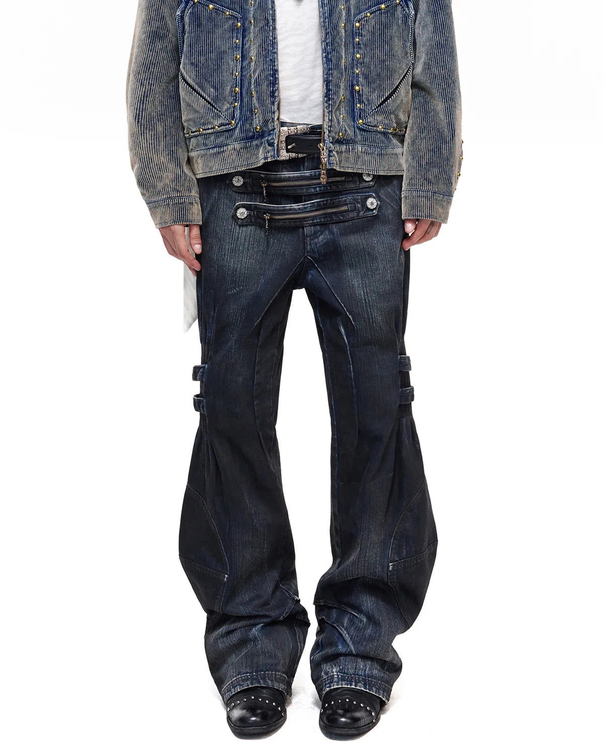 Personsoul Blue-Black Gradient Sculpted Jeans