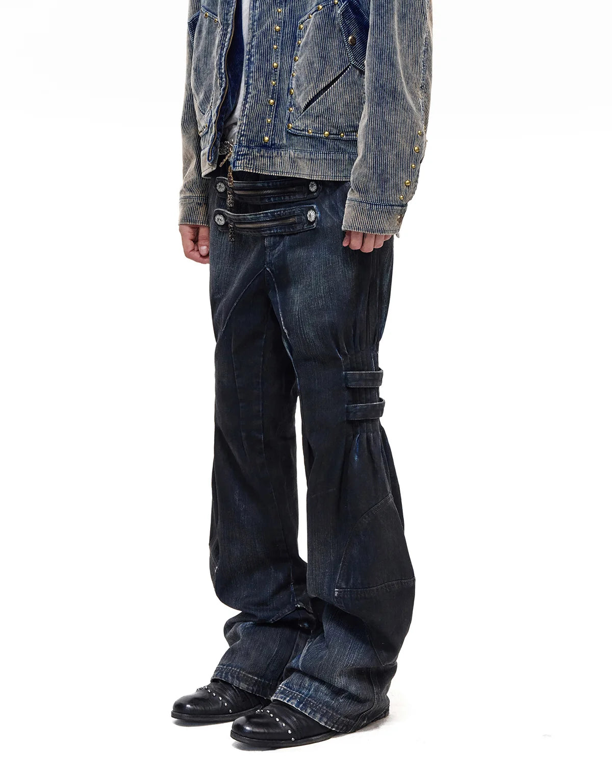 Personsoul Blue-Black Gradient Sculpted Jeans