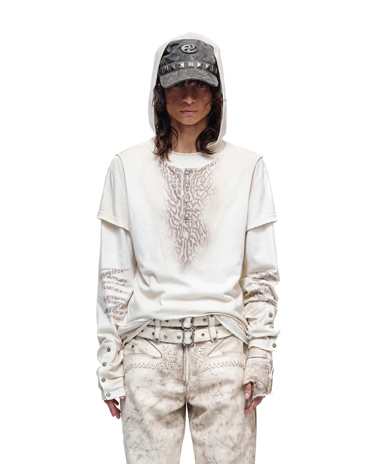 Personsoul Double-Layer Animal Print Hoodie
