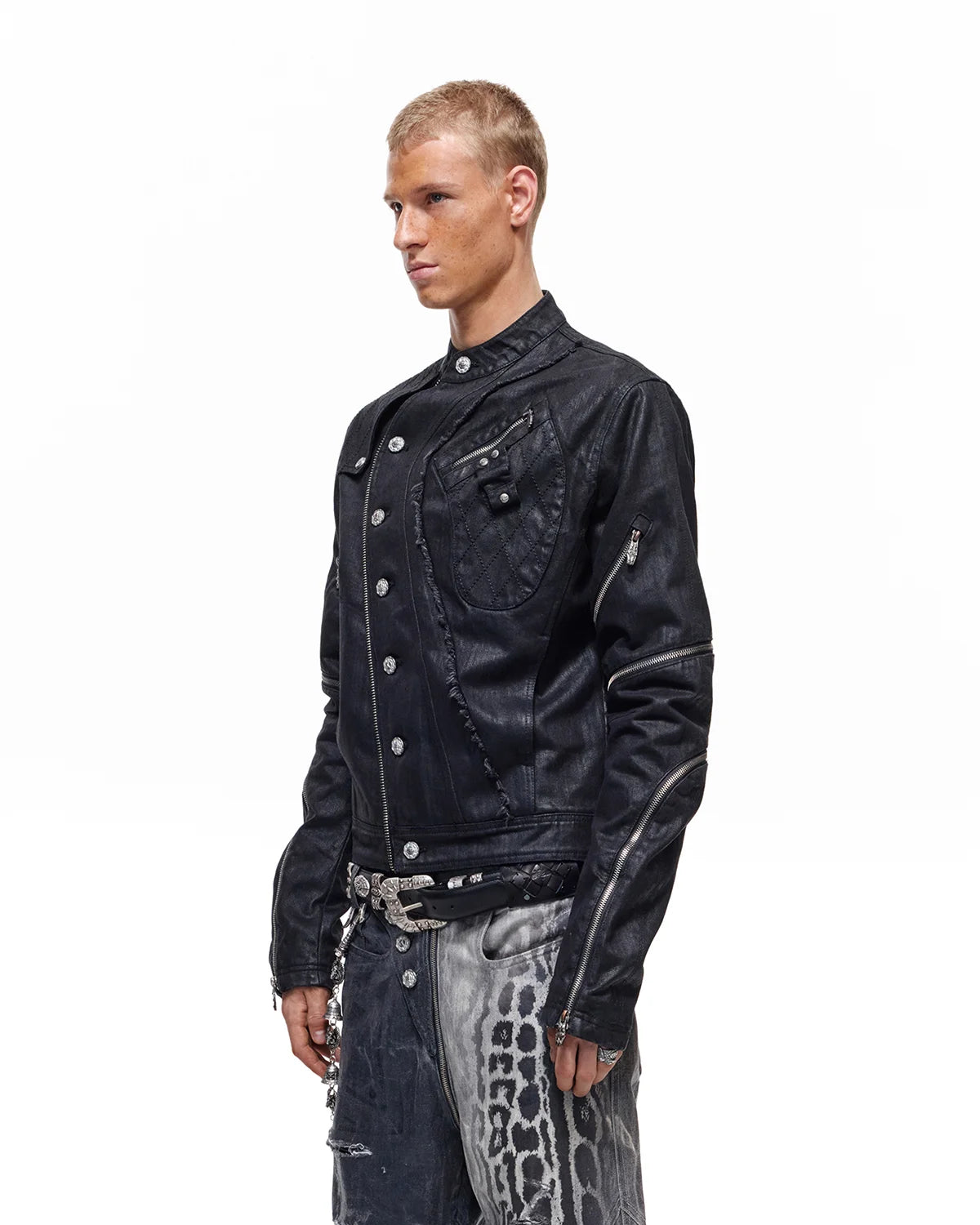 Personsoul Waxed Curved Denim Jacket