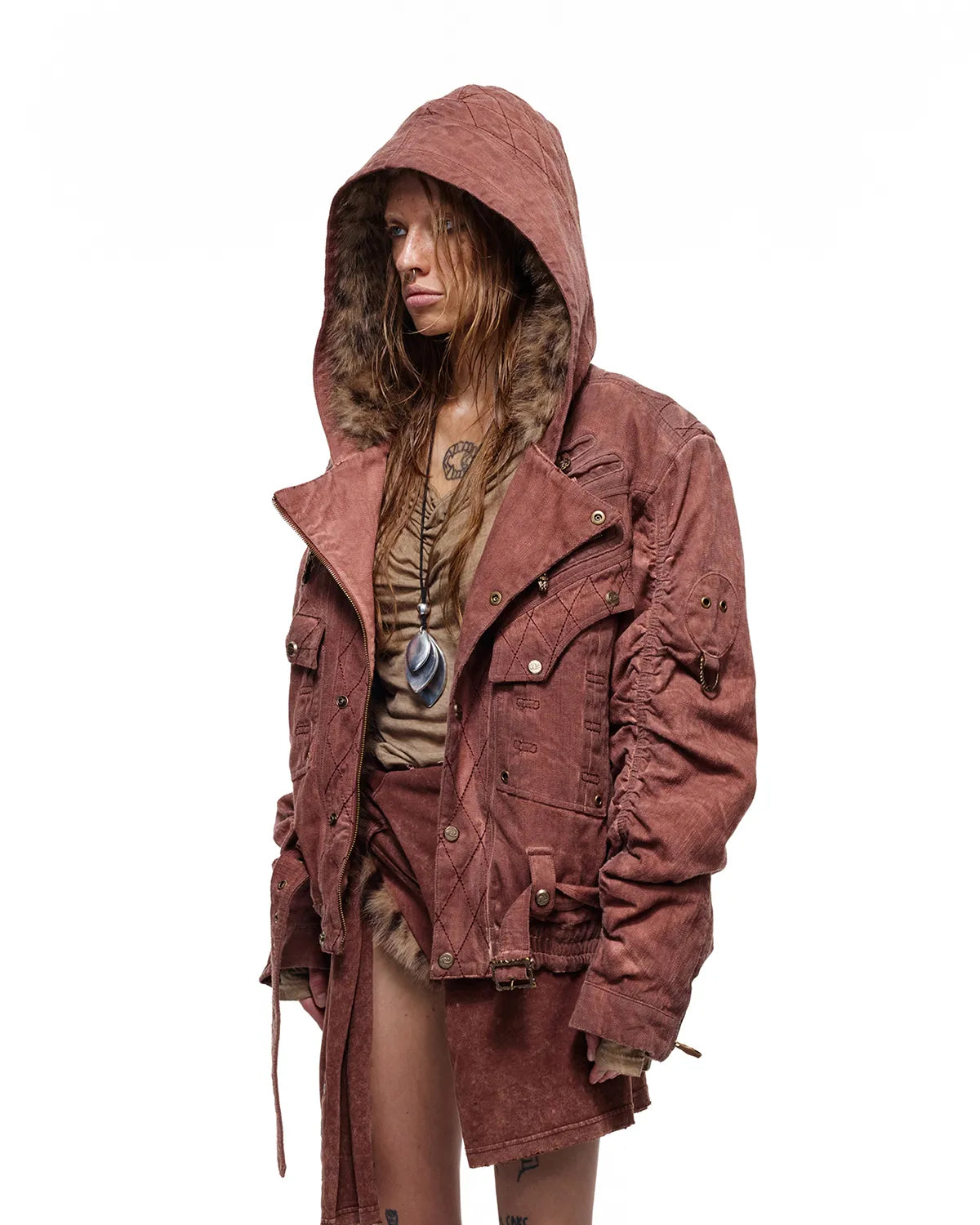 Personsoul Faux-Fur Lined Hooded Jacket