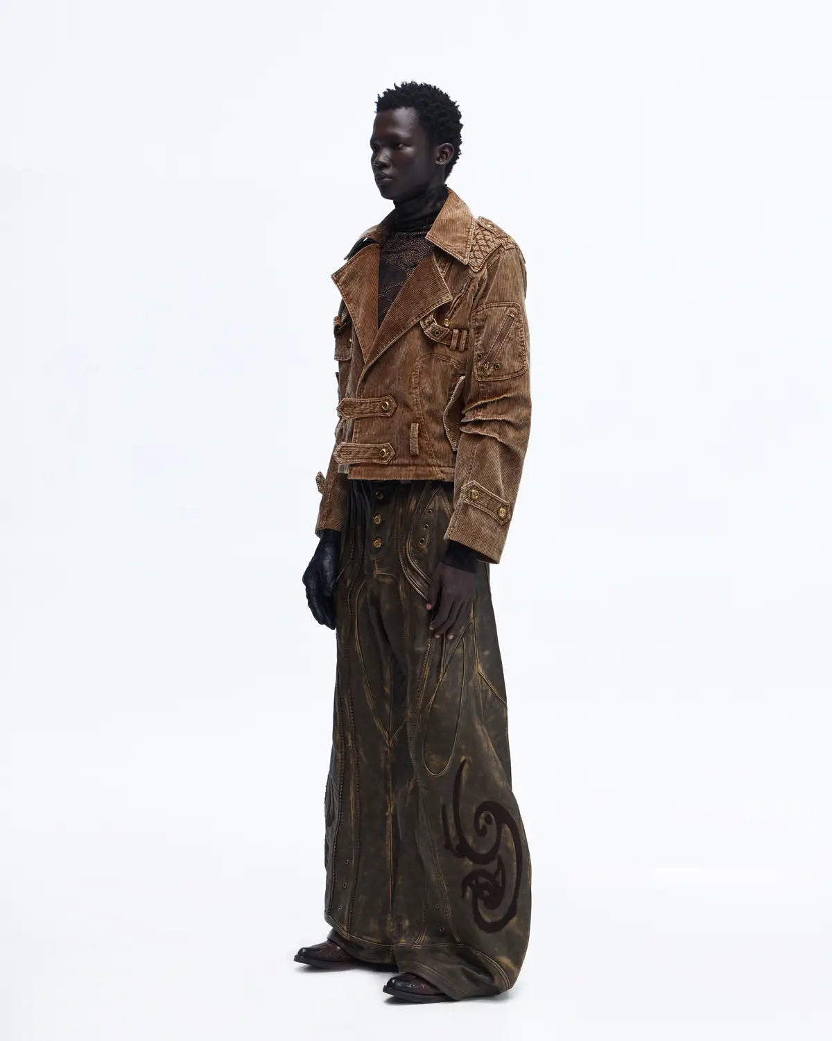 Personsoul Vintage Corduroy Trench Coat with Adjustable Length