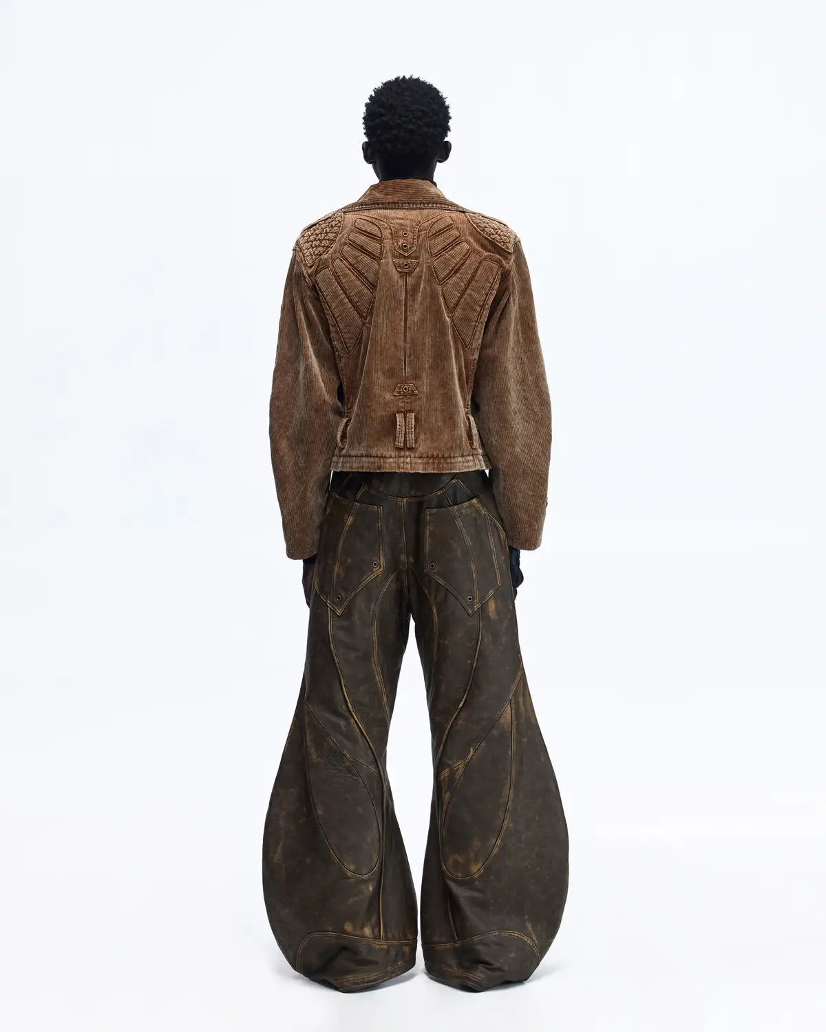 Personsoul Vintage Corduroy Trench Coat with Adjustable Length