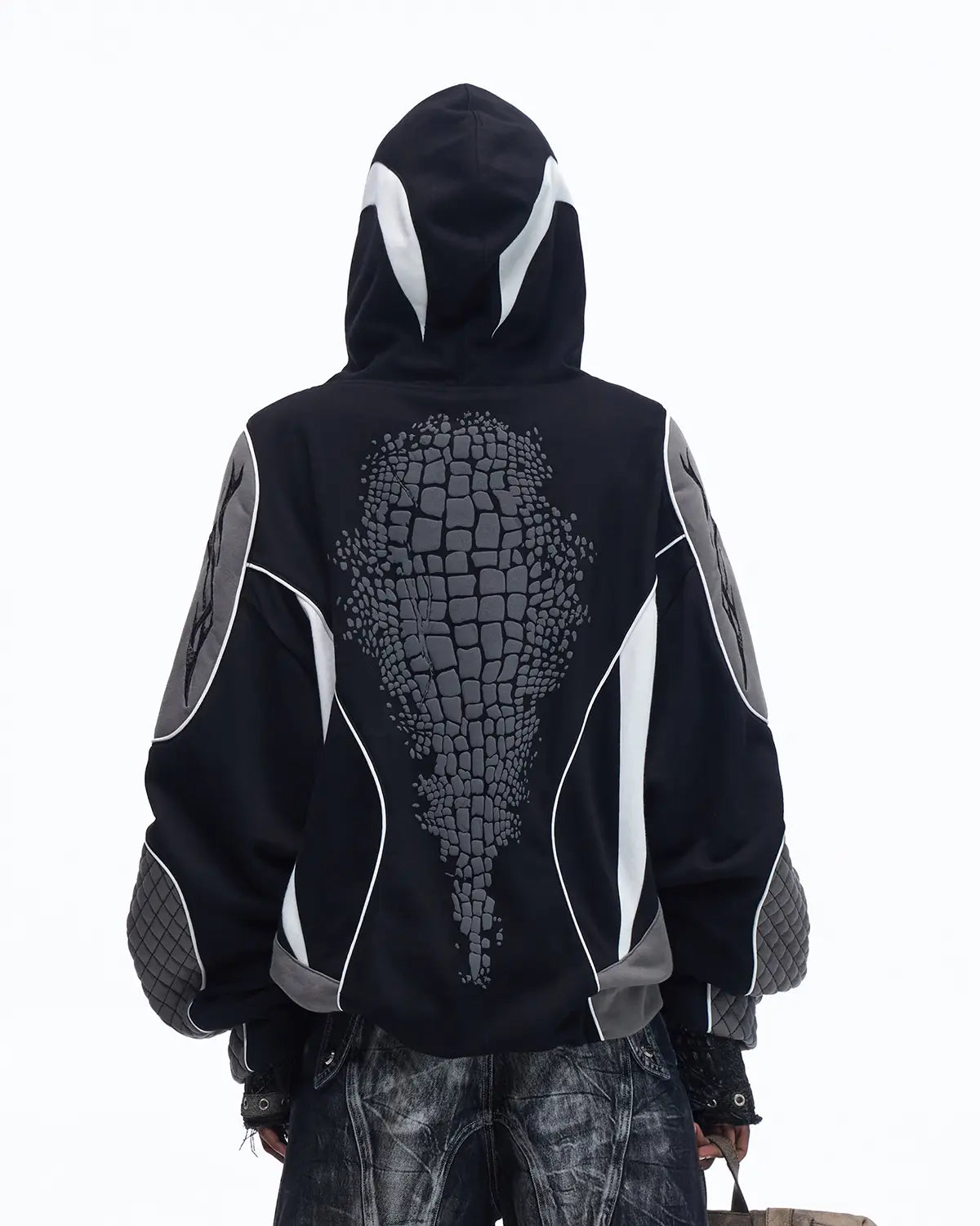 Personsoul Totem Color-Block Racing Hoodie