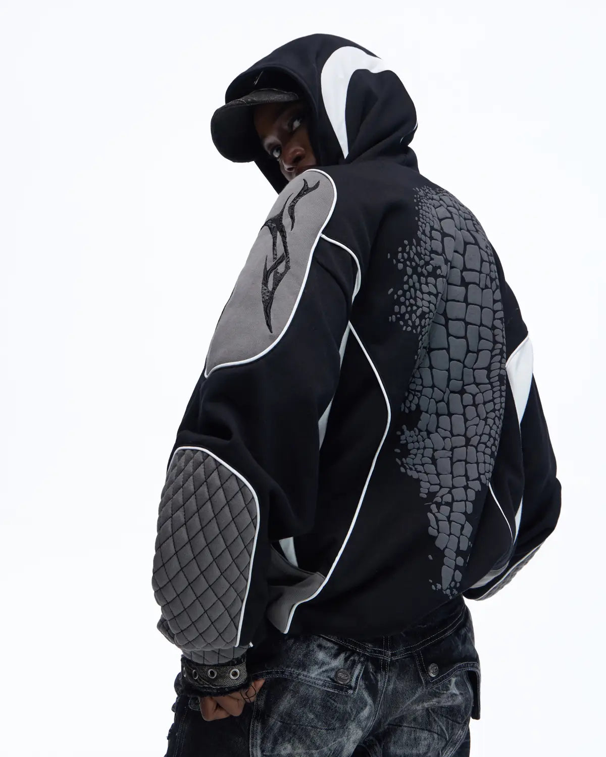 Personsoul Totem Color-Block Racing Hoodie