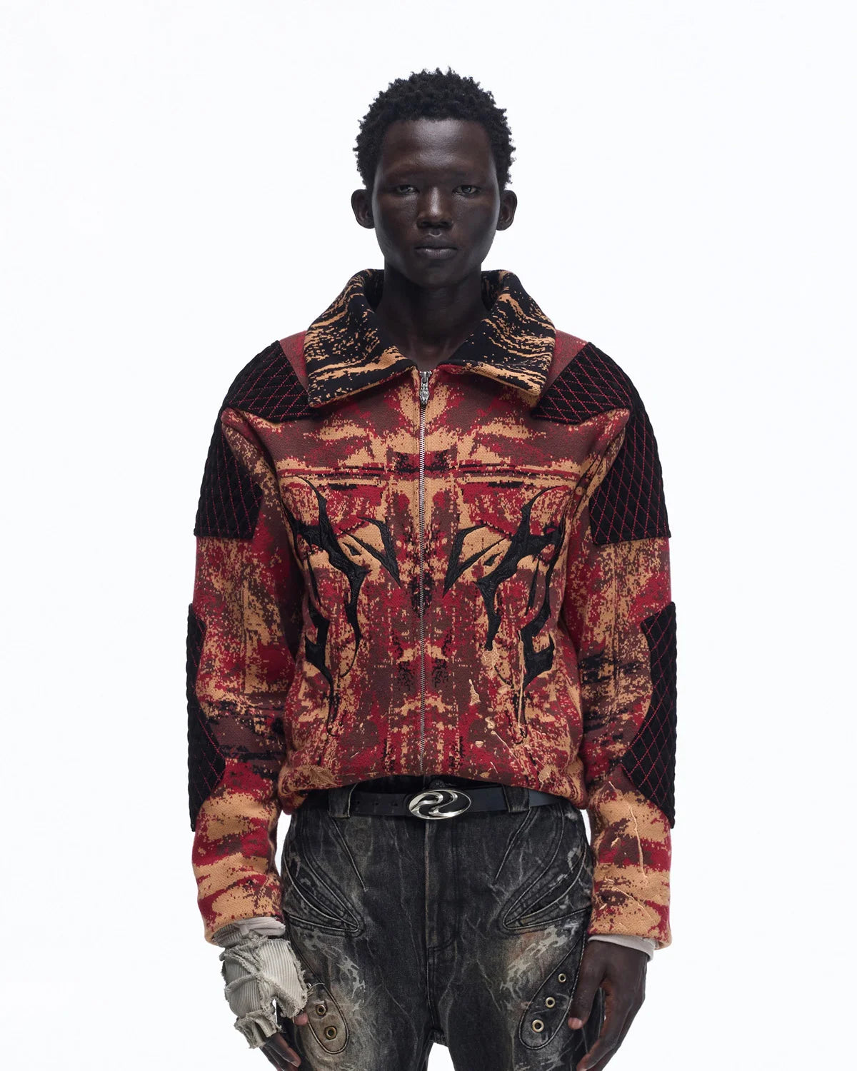 Personsoul Patchwork Knit Jacket