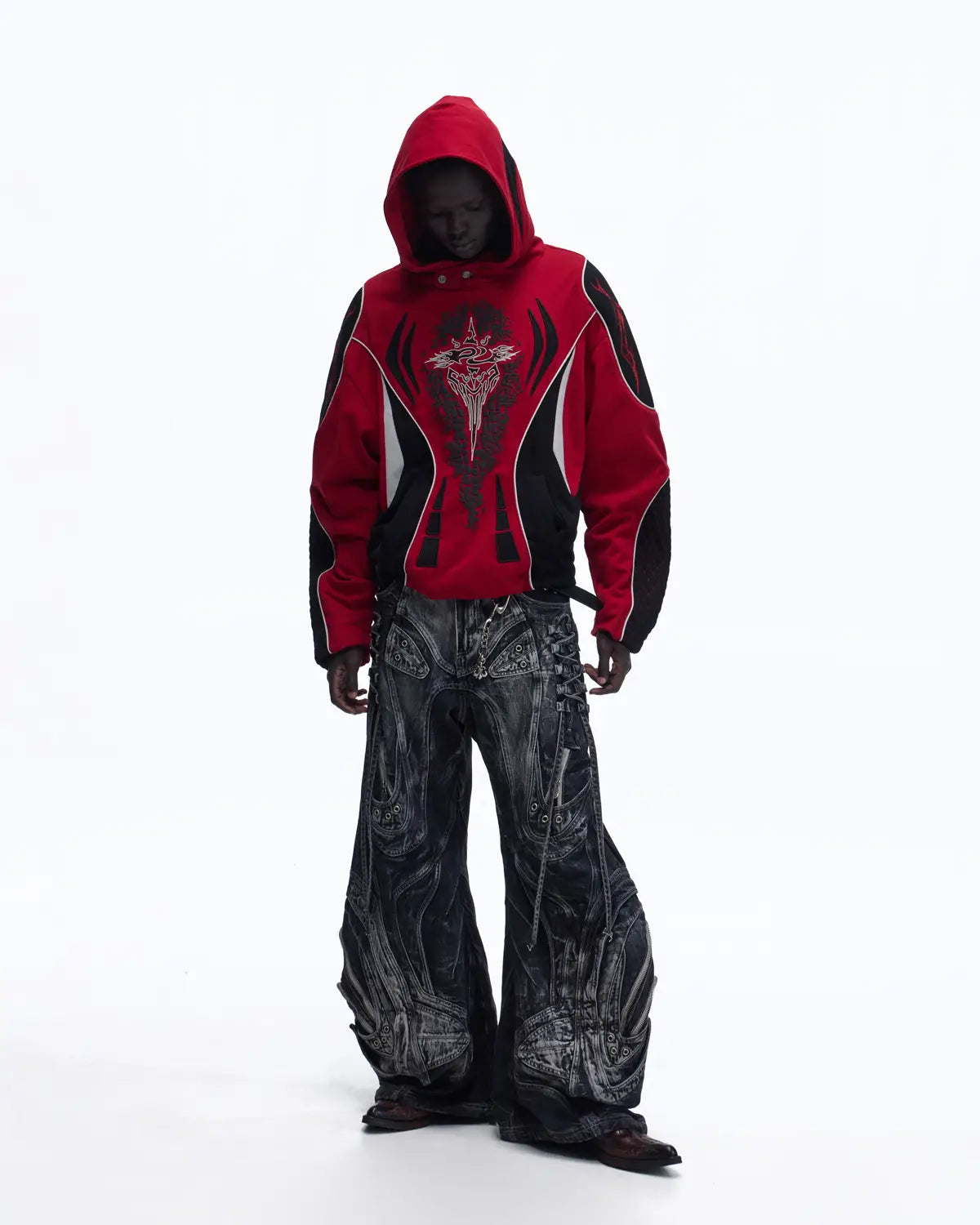 Personsoul Totem Color-Block Racing Hoodie