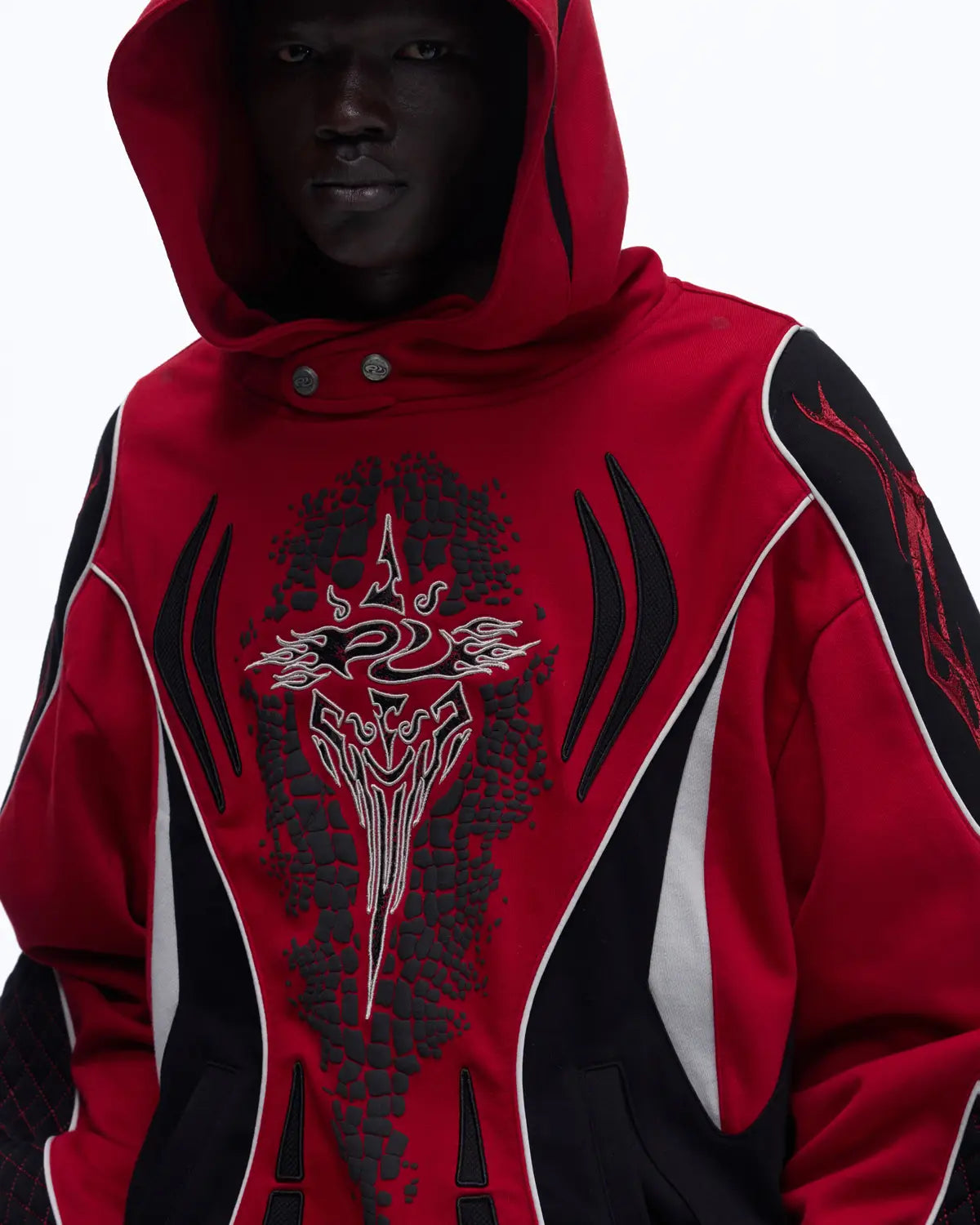 Personsoul Totem Color-Block Racing Hoodie