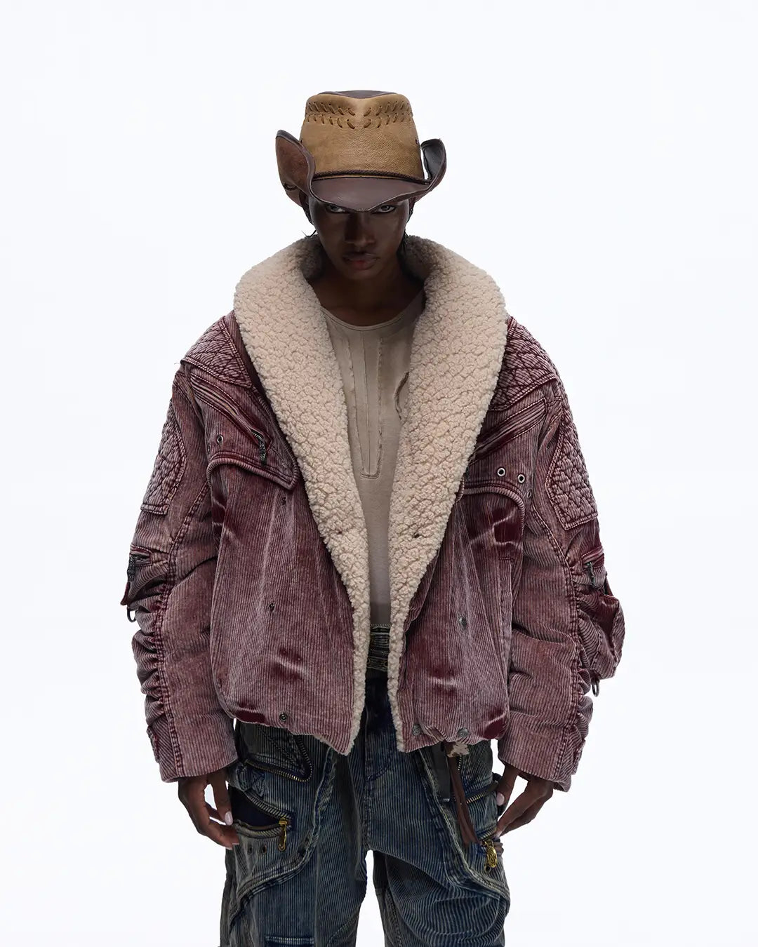 Personsoul Vintage Corduroy Puffer Jacket