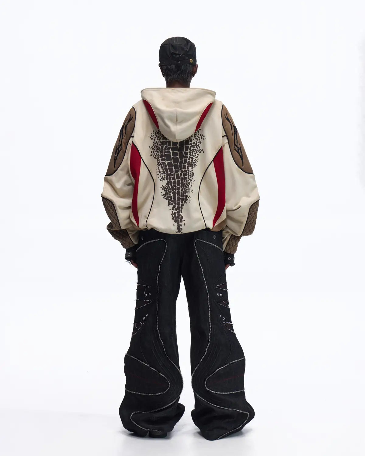 Personsoul Totem Color-Block Racing Hoodie