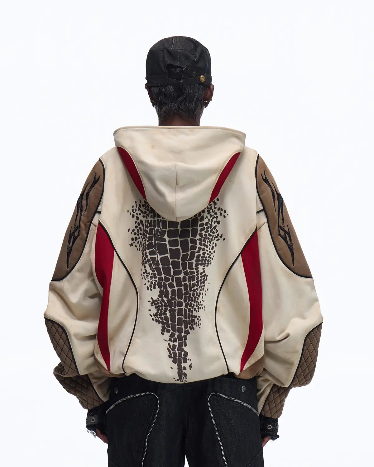 Personsoul Totem Color-Block Racing Hoodie