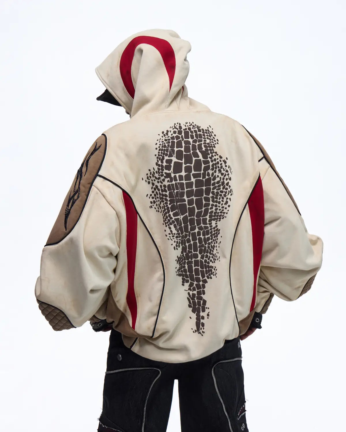 Personsoul Totem Color-Block Racing Hoodie
