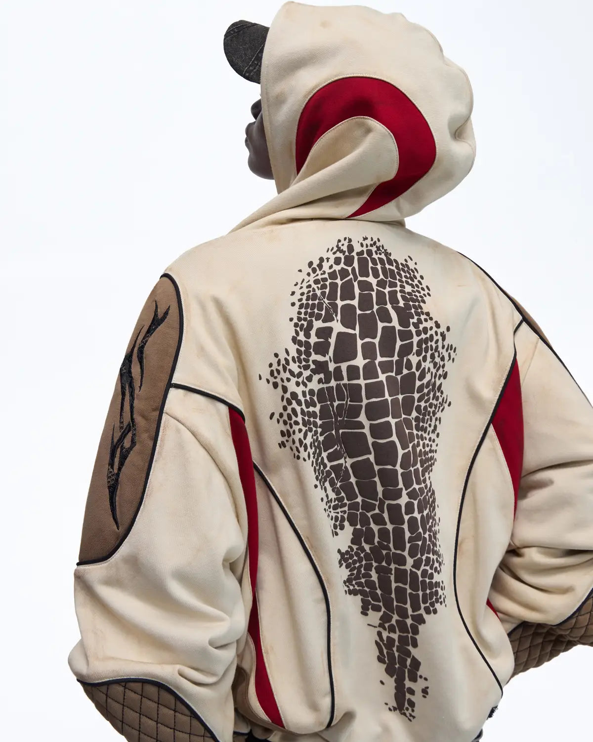Personsoul Totem Color-Block Racing Hoodie