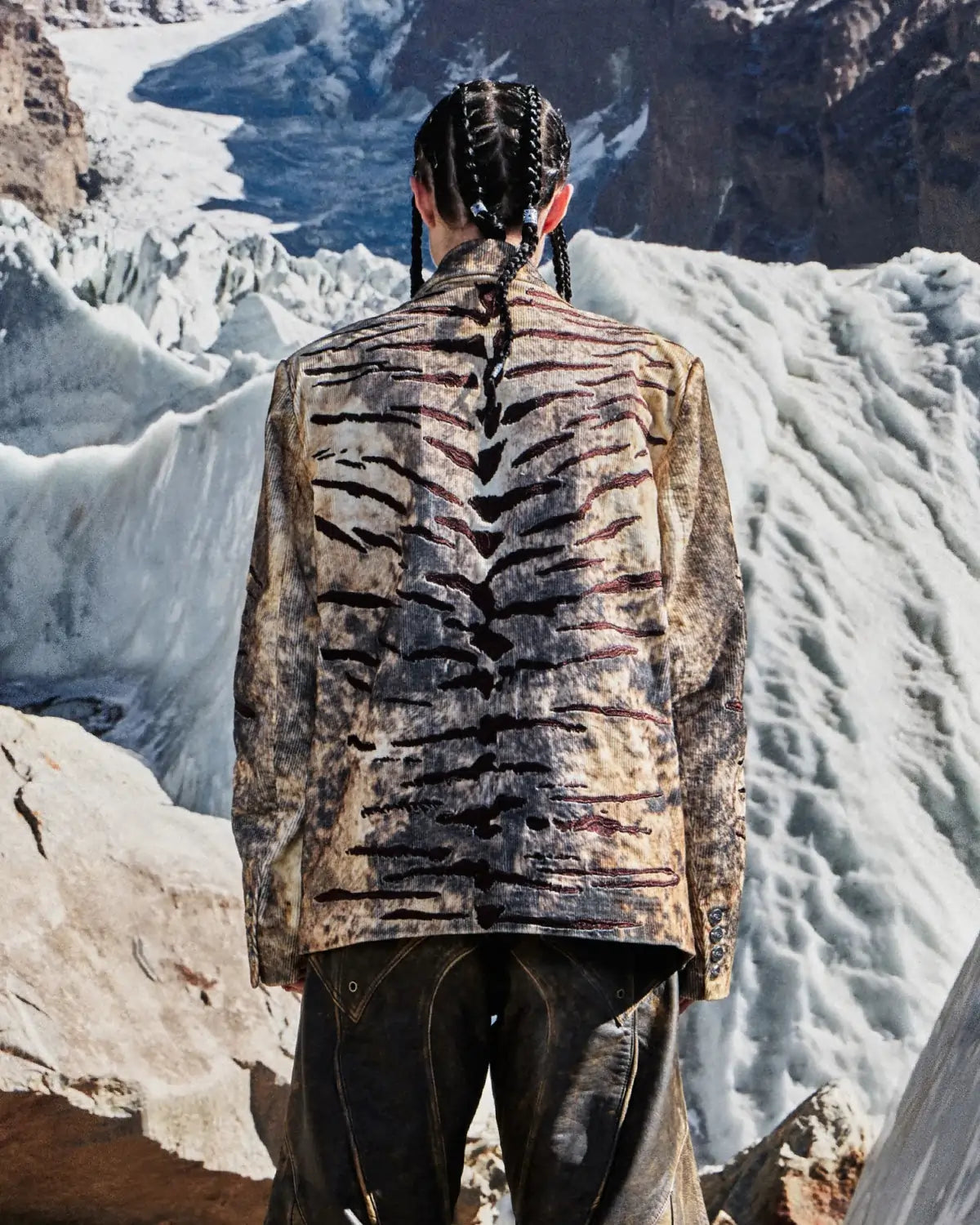 Personsoul Corduroy Tiger Print Blazer