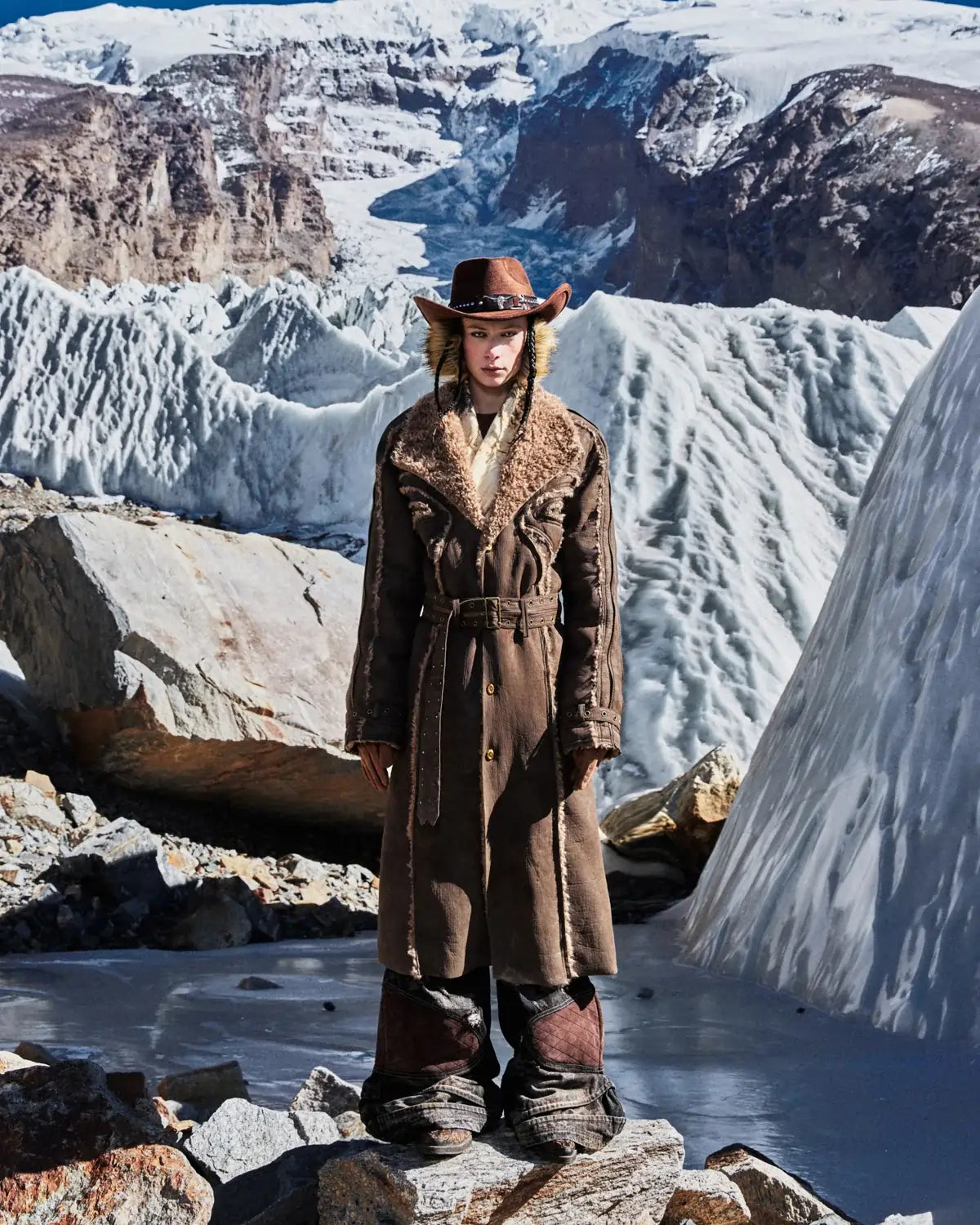 Personsoul Vintage Long Shearling Coat