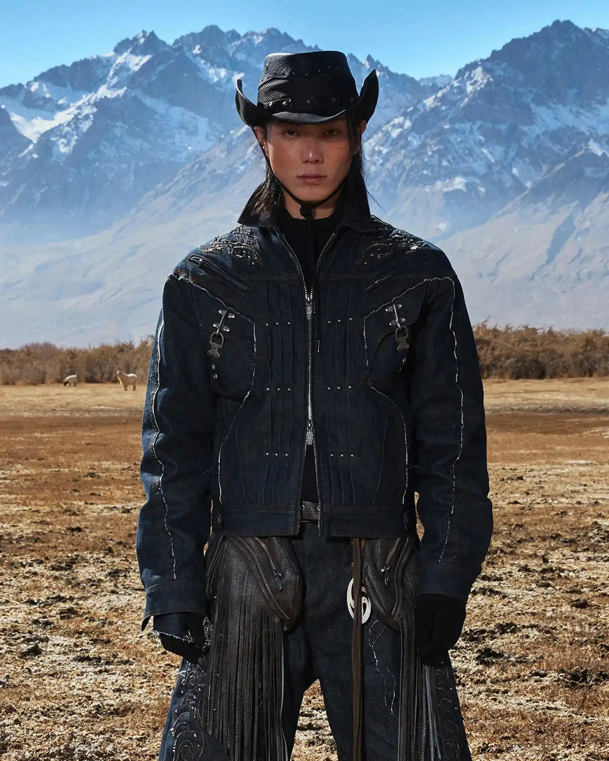 Personsoul Raw Denim Patch Embroidered Jacket - personsoul