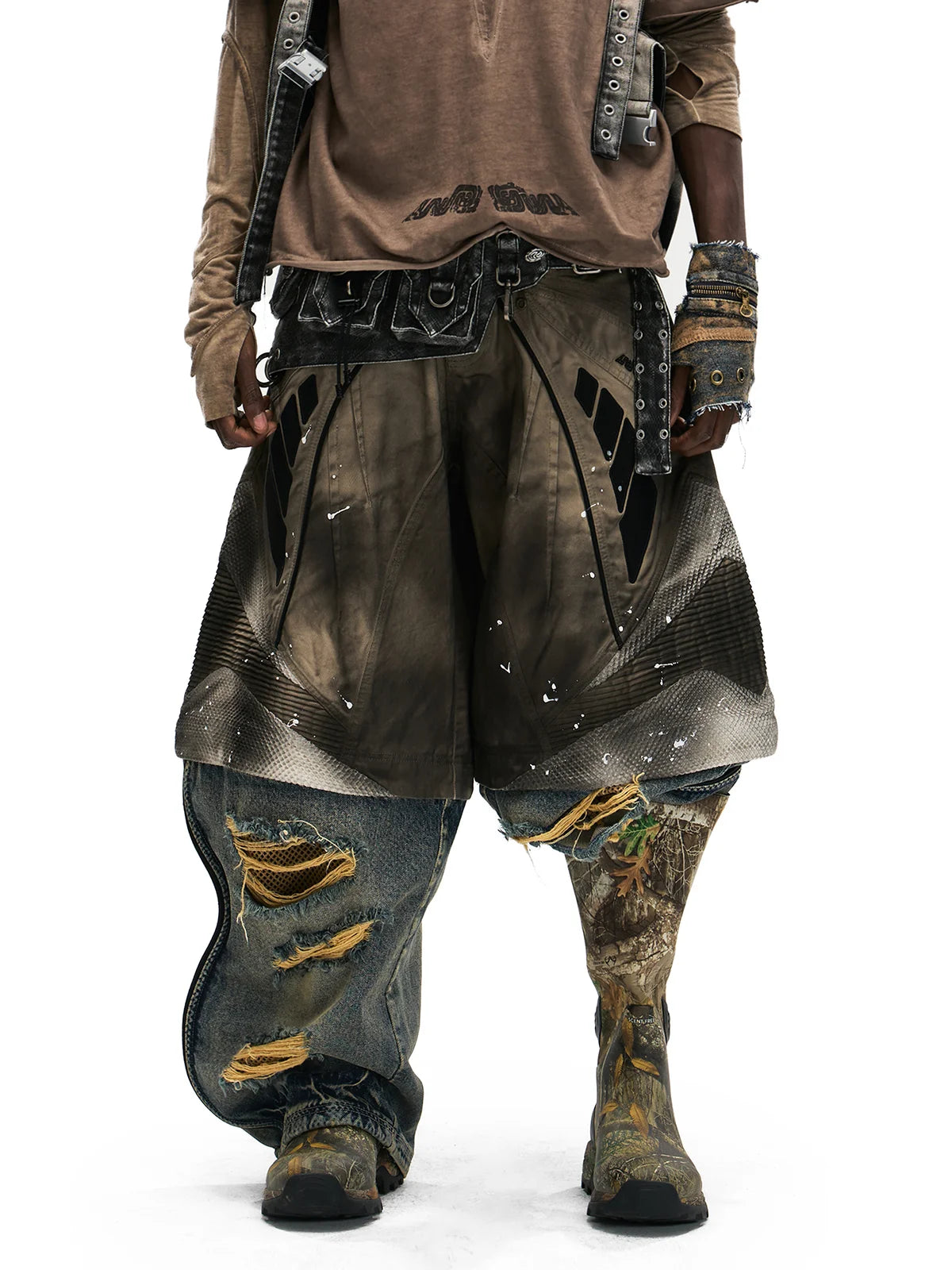 Personsoul Wavy Detachable Racing Denim Jeans