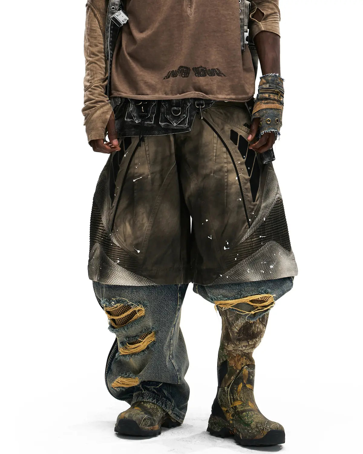 Personsoul Wavy Detachable Racing Denim Jeans