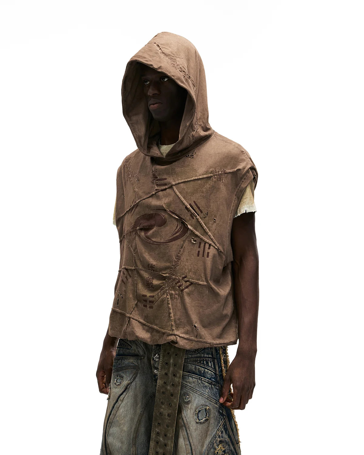 Personsoul Bagua Print Hooded Vest