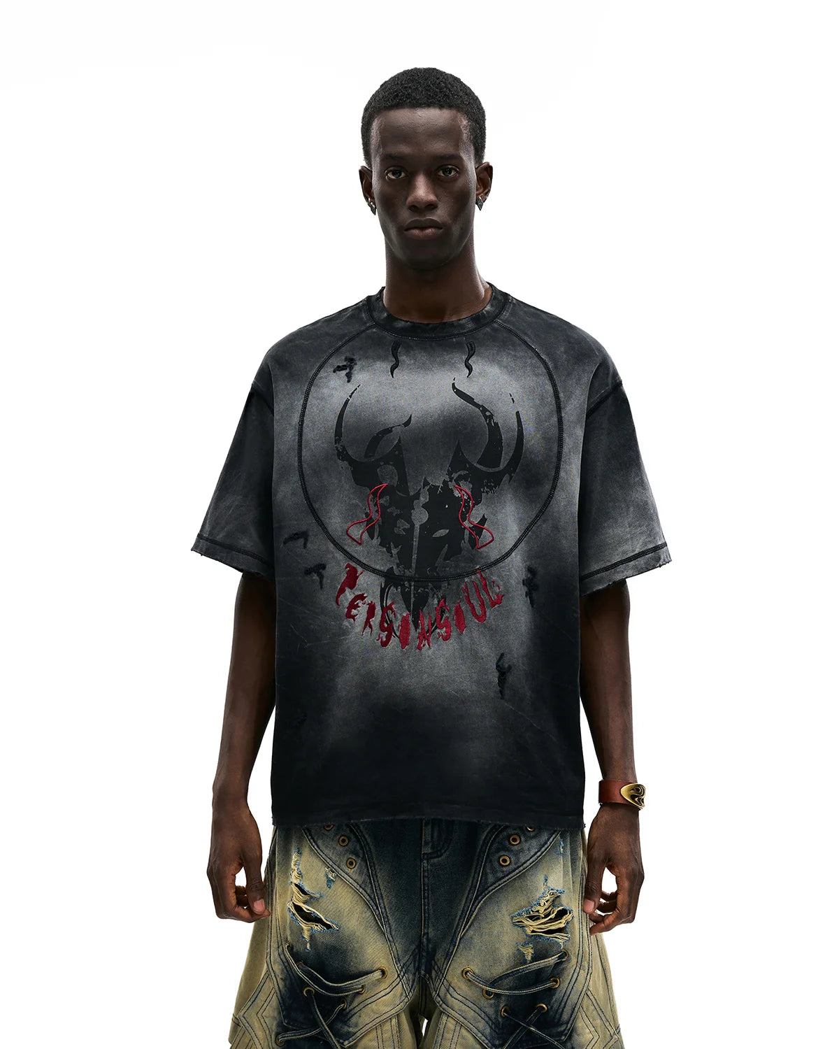 Personsoul Mythical Beast Totem Distressed T-Shirt Black – personsoul