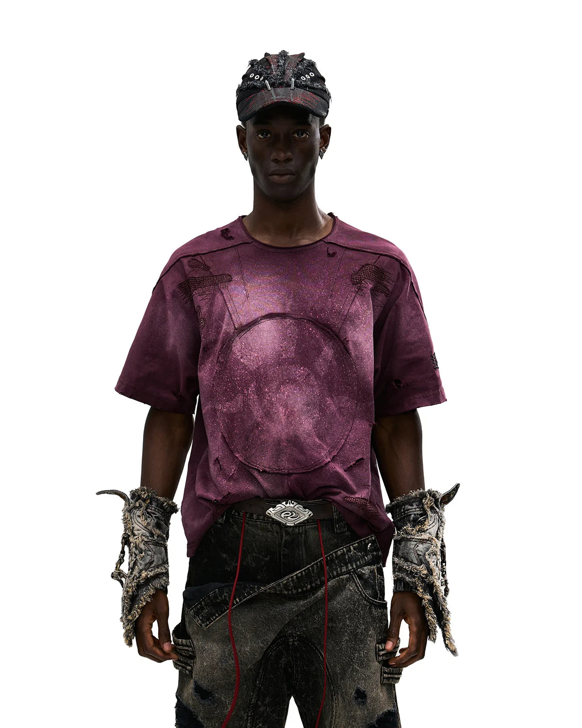 Personsoul Laser-Distressed Sun TotemT-Shirt