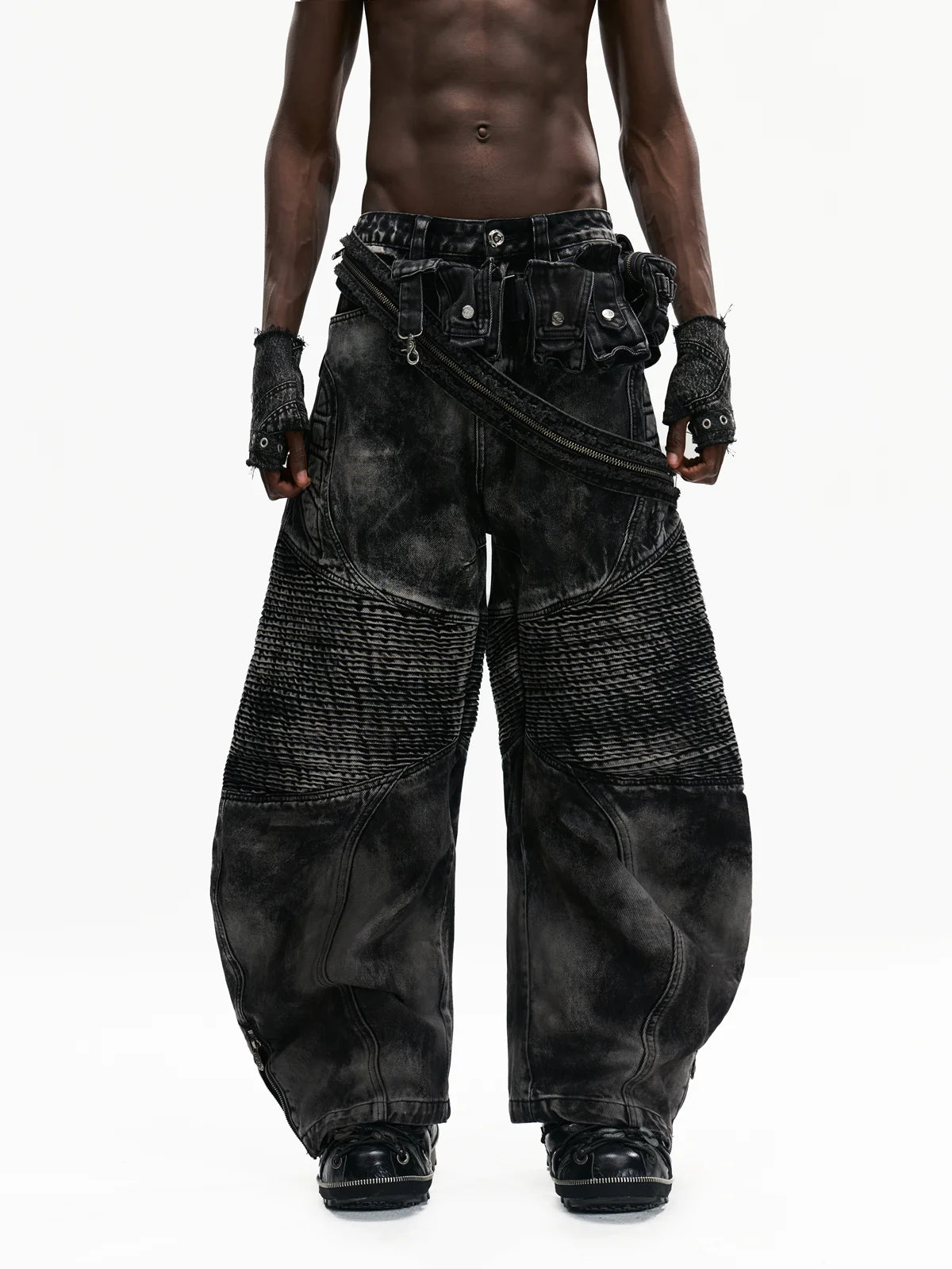 Personsoul Temperature-Reactive Curved Jeans with Bag Set