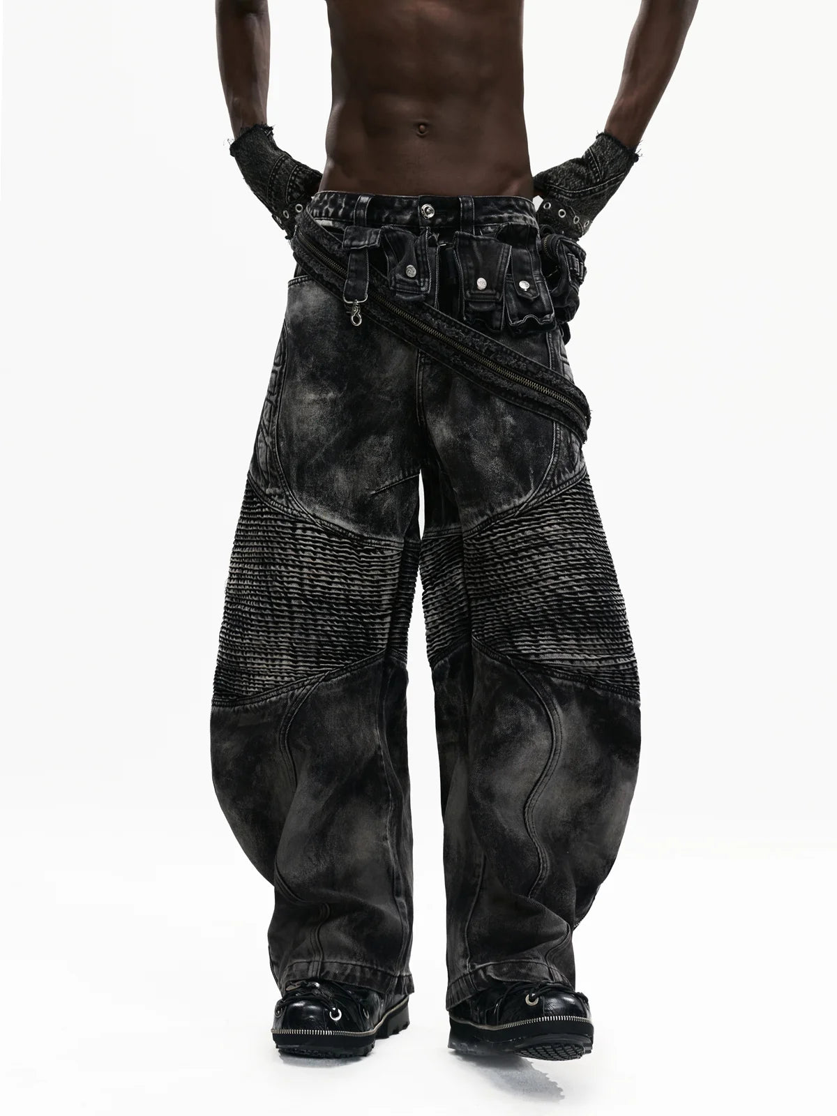 Personsoul Temperature-Reactive Curved Jeans with Bag Set