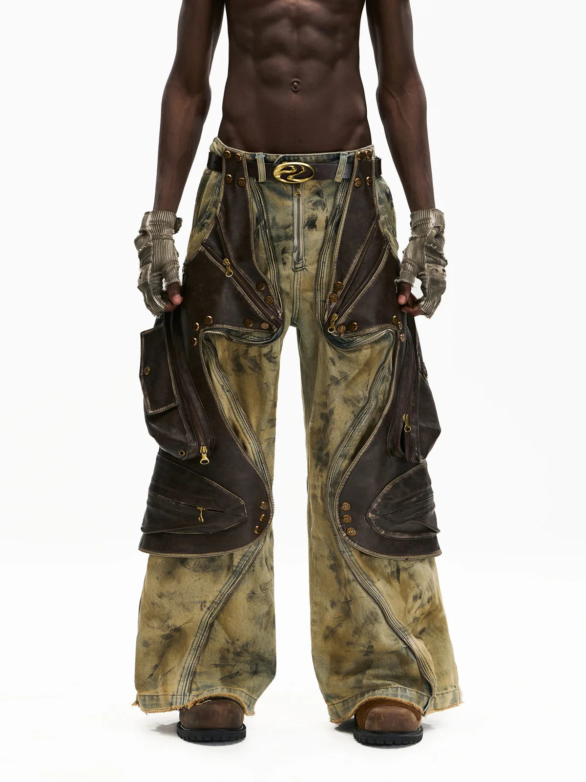 Personsoul Western Dunes Leather Panel Jeans