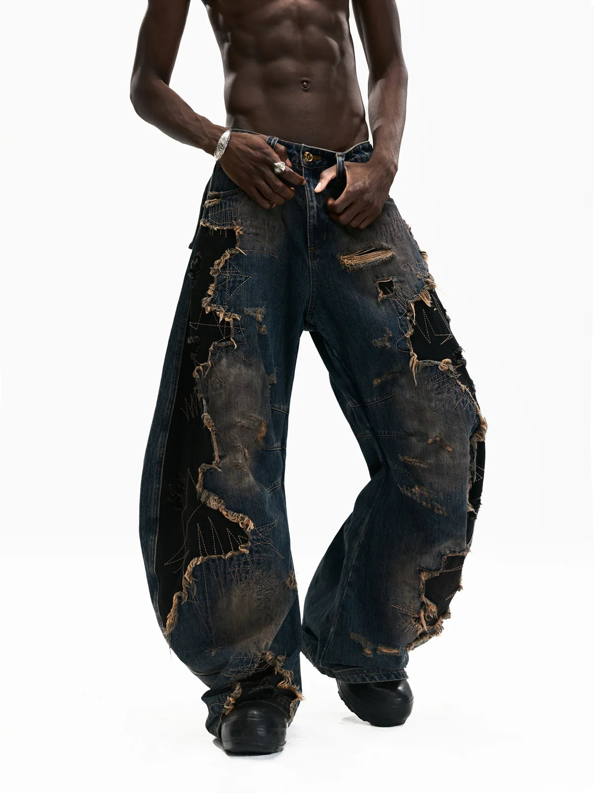 Personsoul Curved Blade Denim Jeans