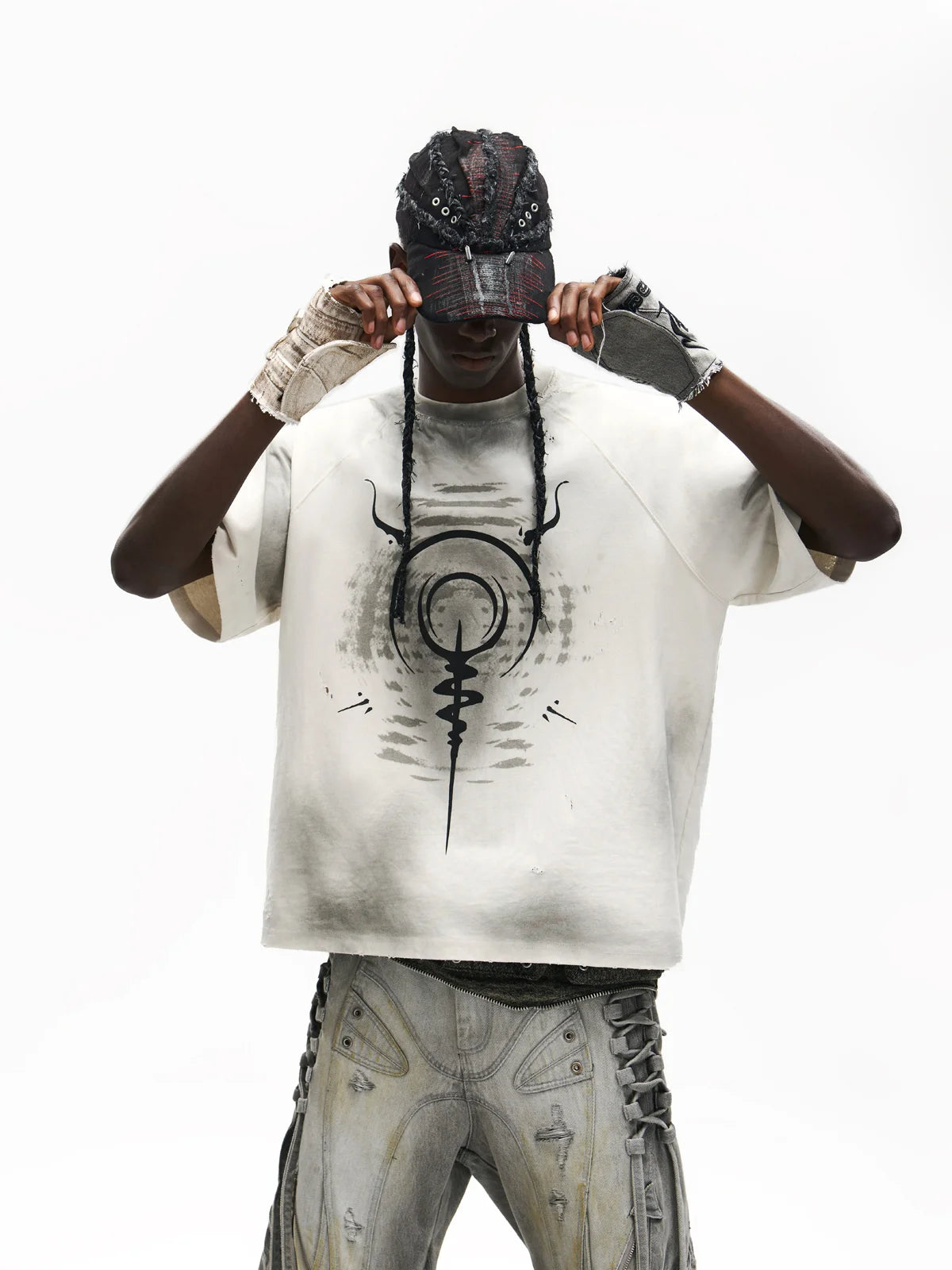 Swirl & Beast Print Loose Raglan Tee