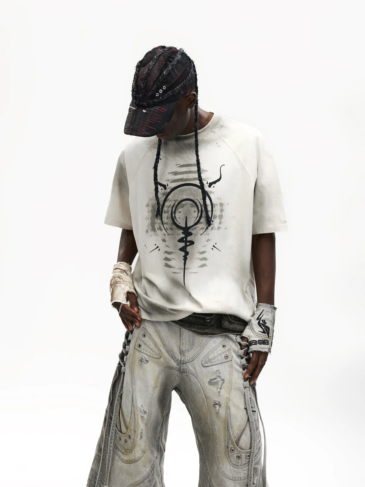 Swirl & Beast Print Loose Raglan Tee