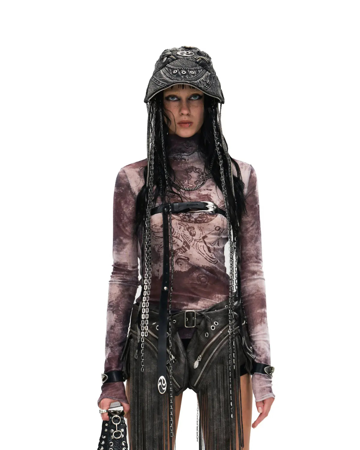 Personsoul 'Nuwa Mending the Sky' Printed Sheer Mesh T-Shirt