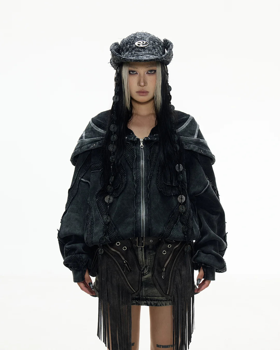 Personsoul Sand Dirty Dye Zip-Up Hoodie