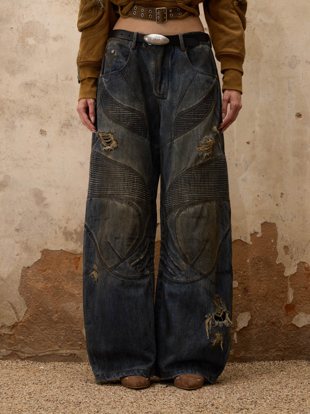 Personsoul Mud Dirty Denim Jeans