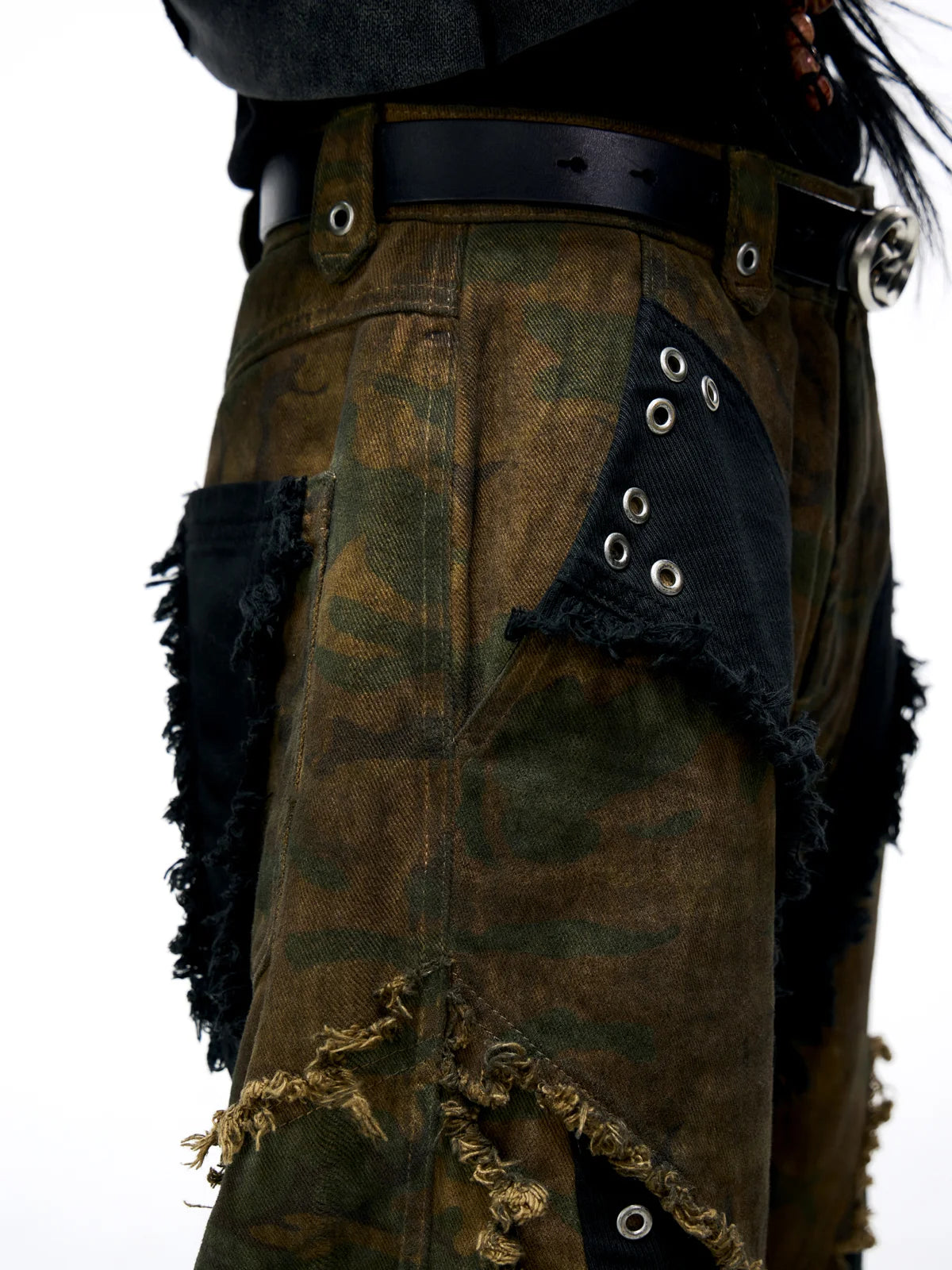 Personsoul Camo Patchwork Bootcut Jeans