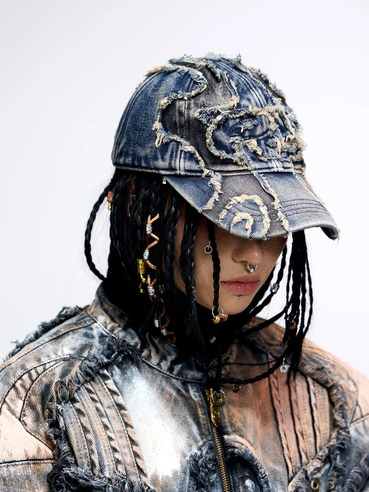 Personsoul Distressed Denim Baseball Cap