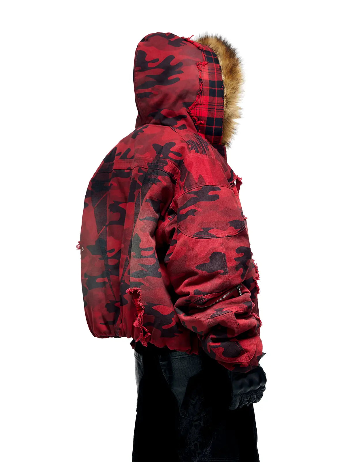 Personsoul Red Camo Hoodie Cotton Jacket