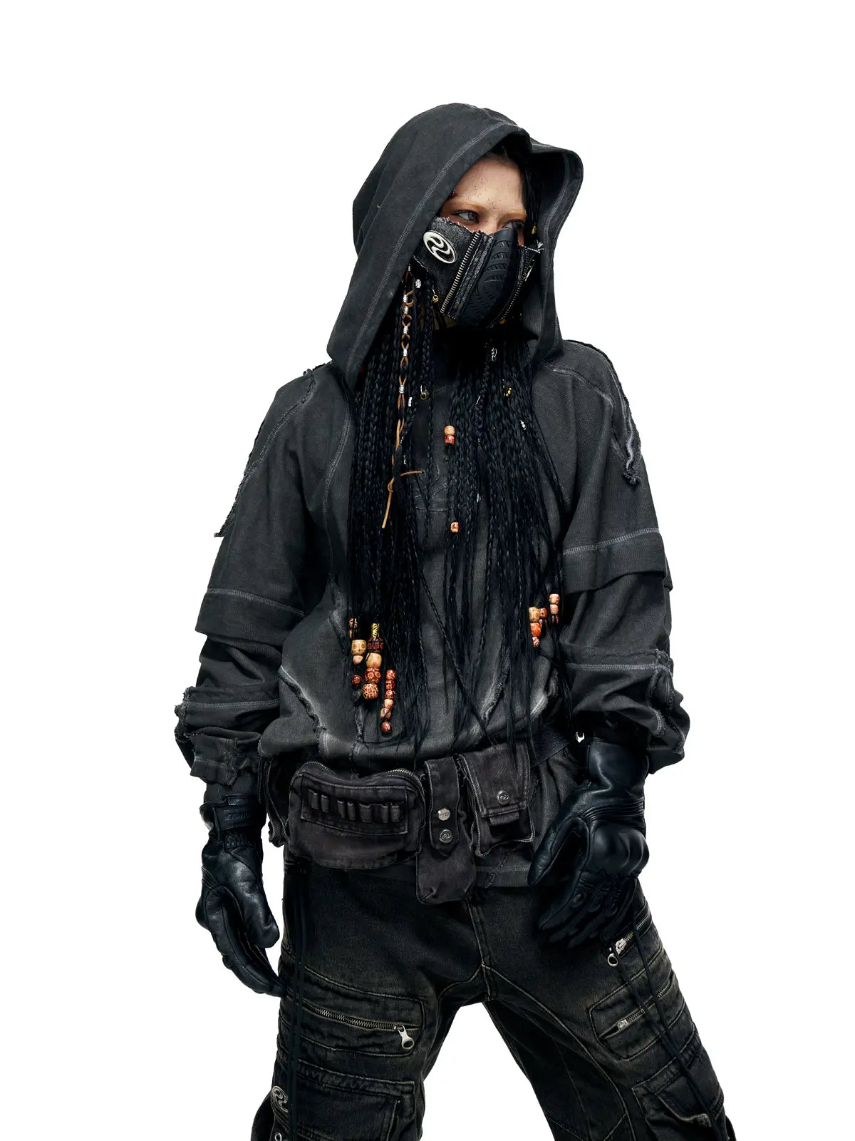 Personsoul Deconstructed Hoodies with Gradient Wash