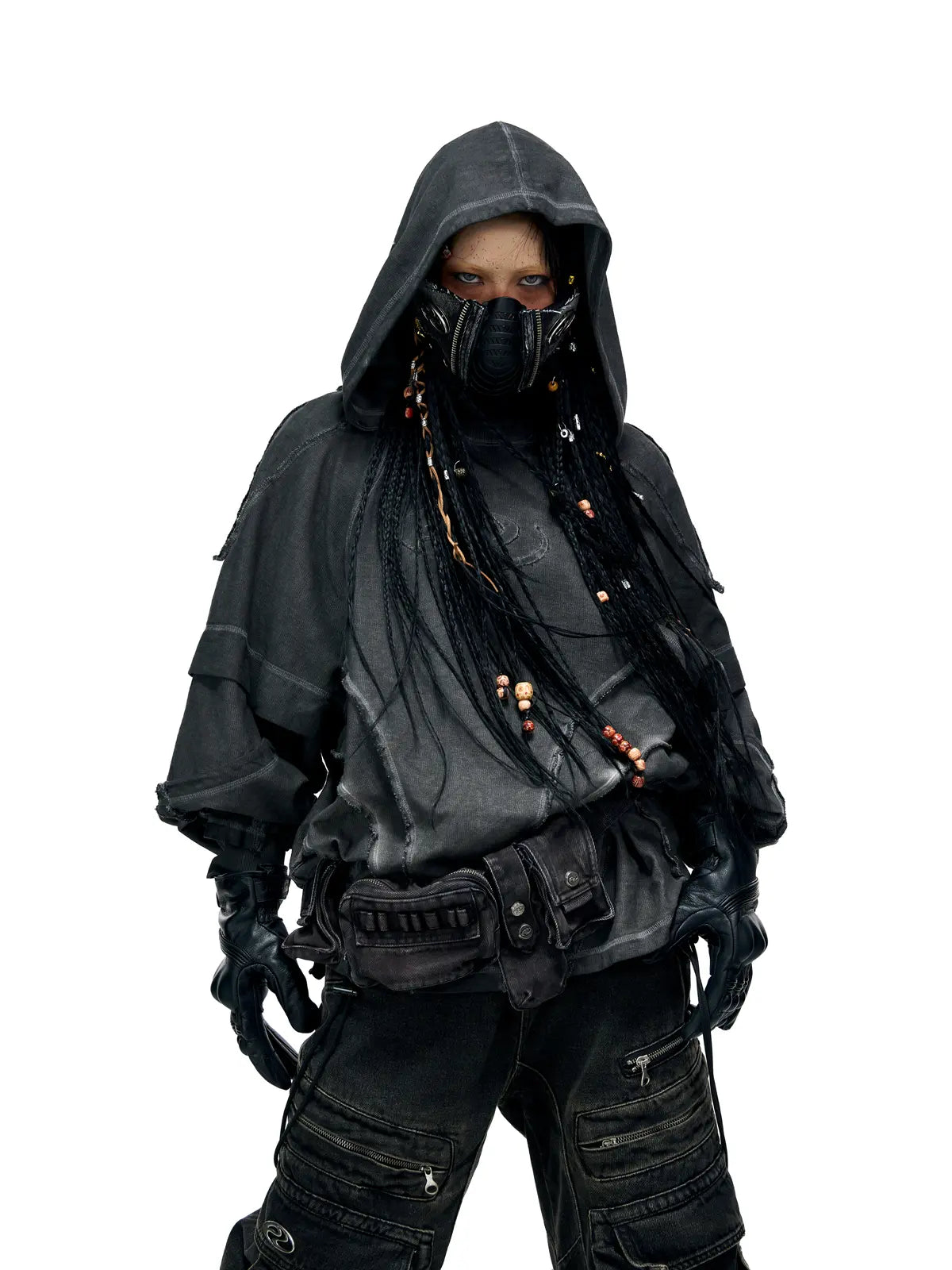 Personsoul Deconstructed Hoodies with Gradient Wash