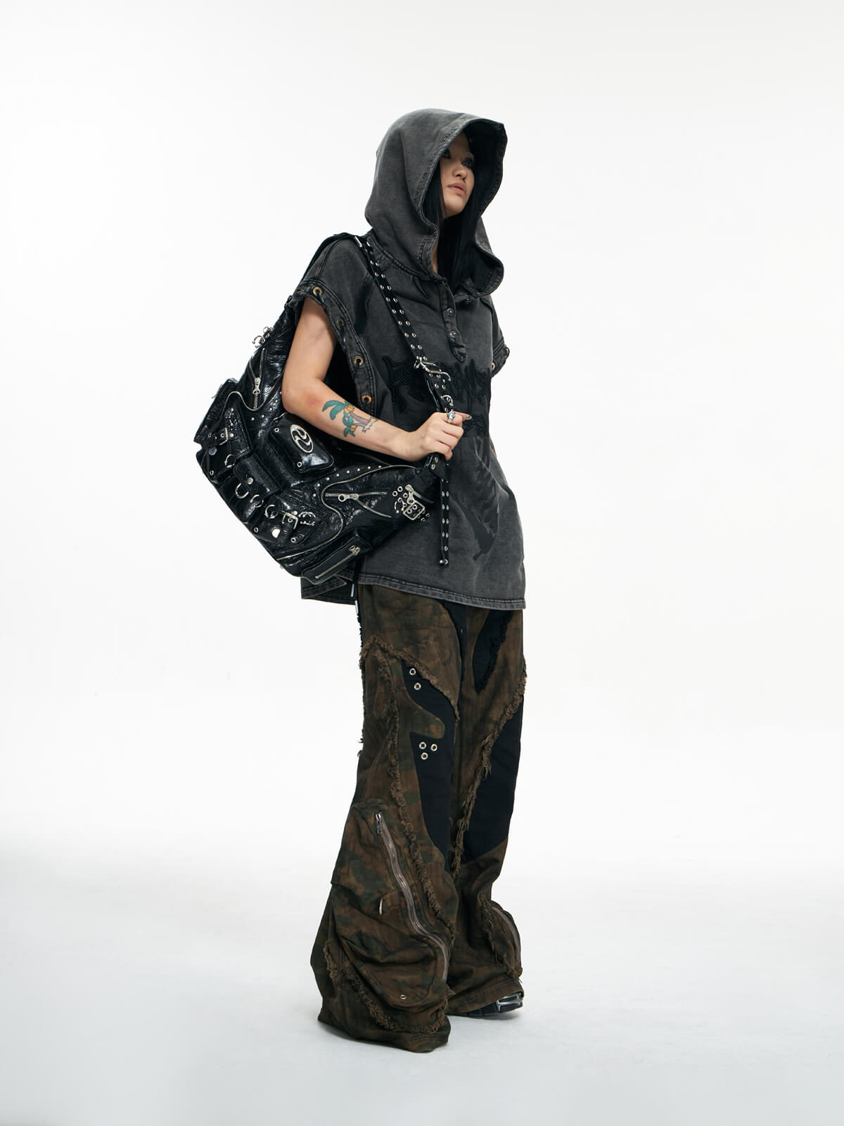 Personsoul small textured leather shoulder bag