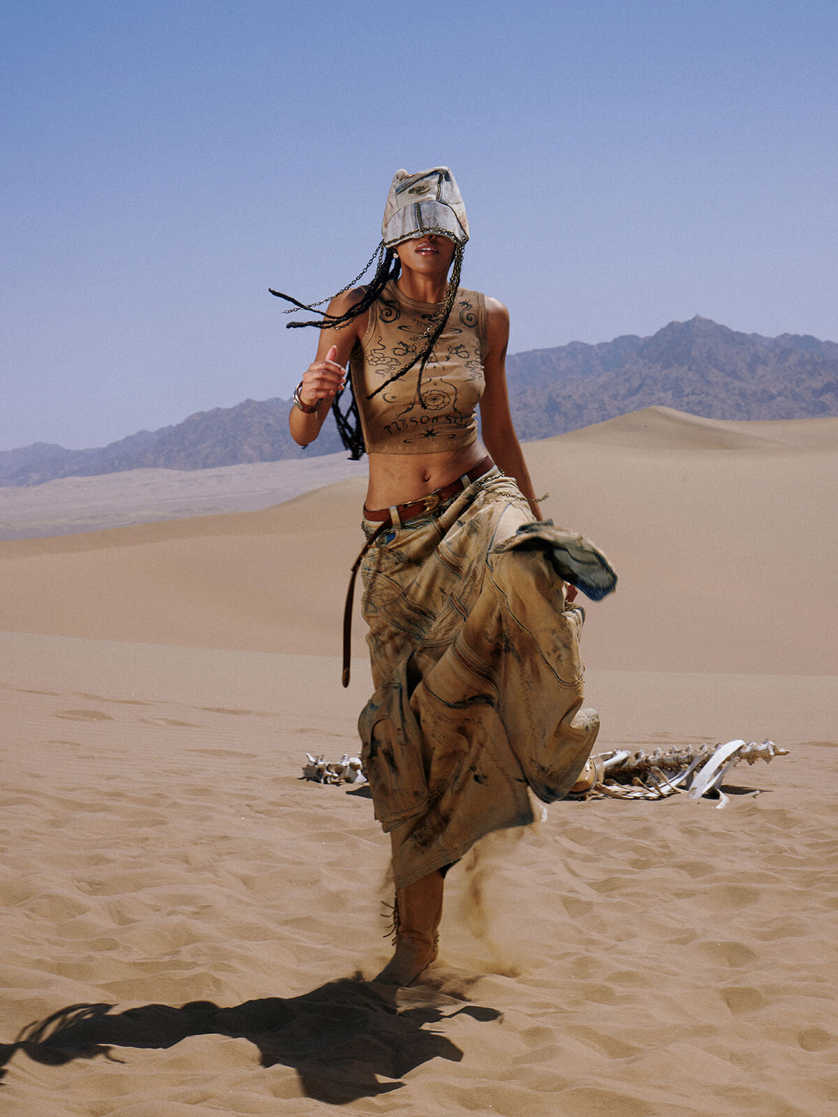 Personsoul Dirty Distressed Apricot Gaucho Pants