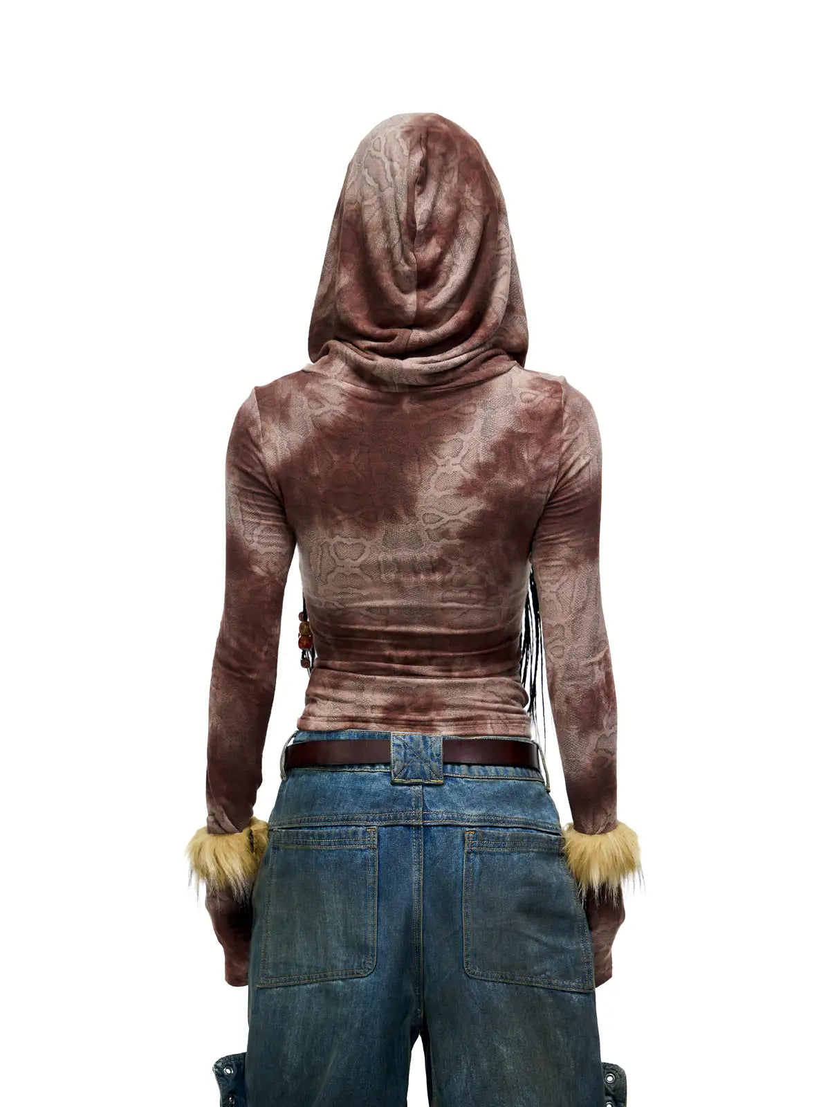 Personsoul Sun Totem Mesh Hooded Bottoming Shirt