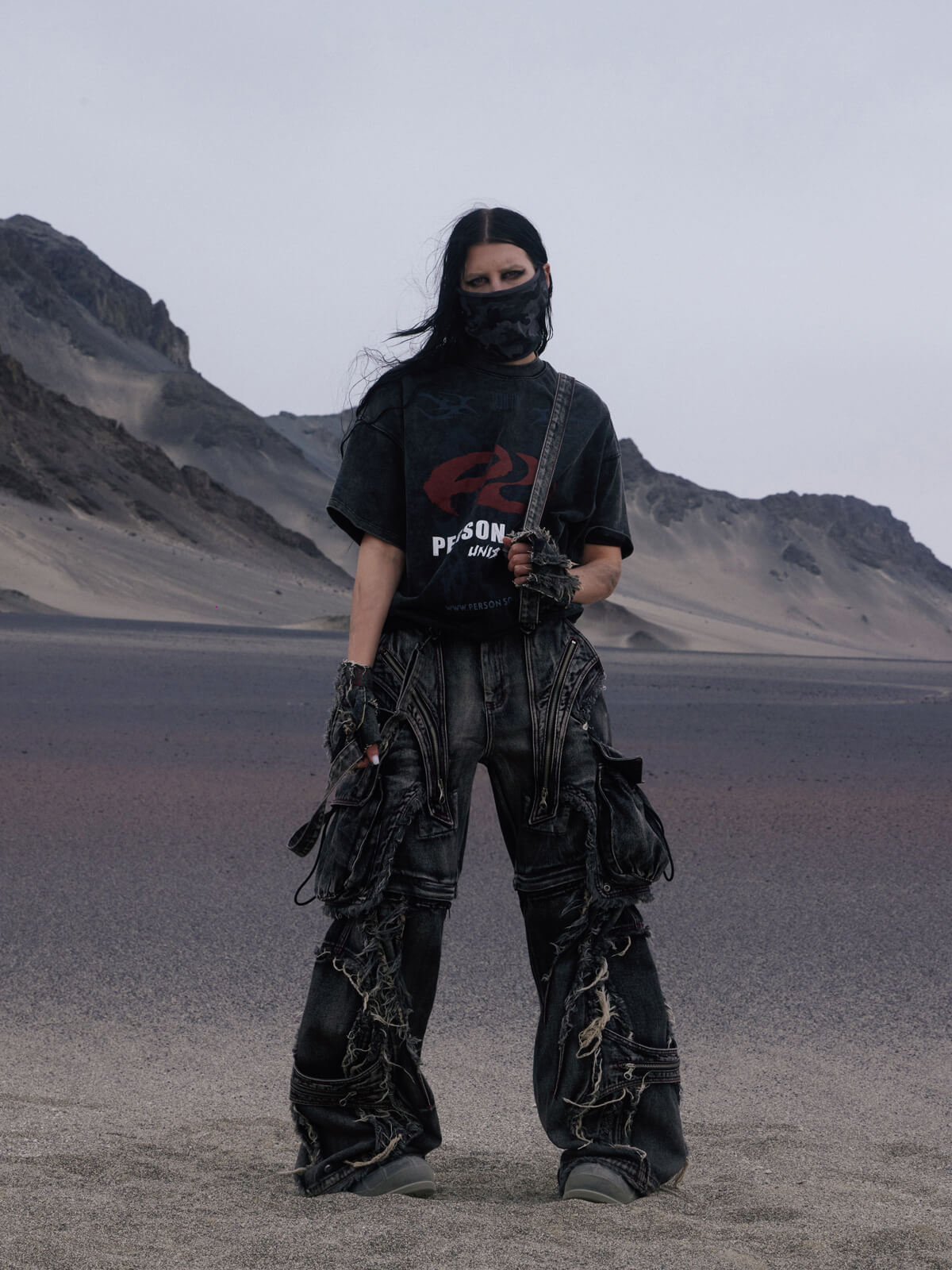 Personsoul Black Detachable Denim Overalls