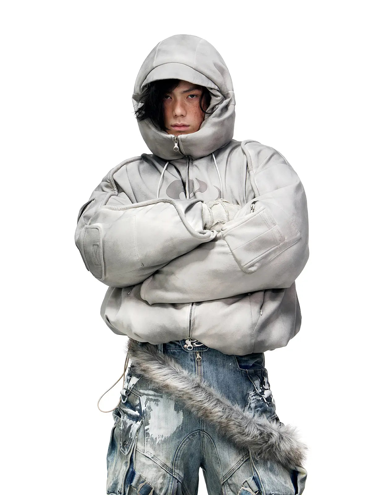 Personsoul Yuan Symbol Puffer Jacket - personsoul Personsoul Yuan Symbol Puffer Jacket - personsoul