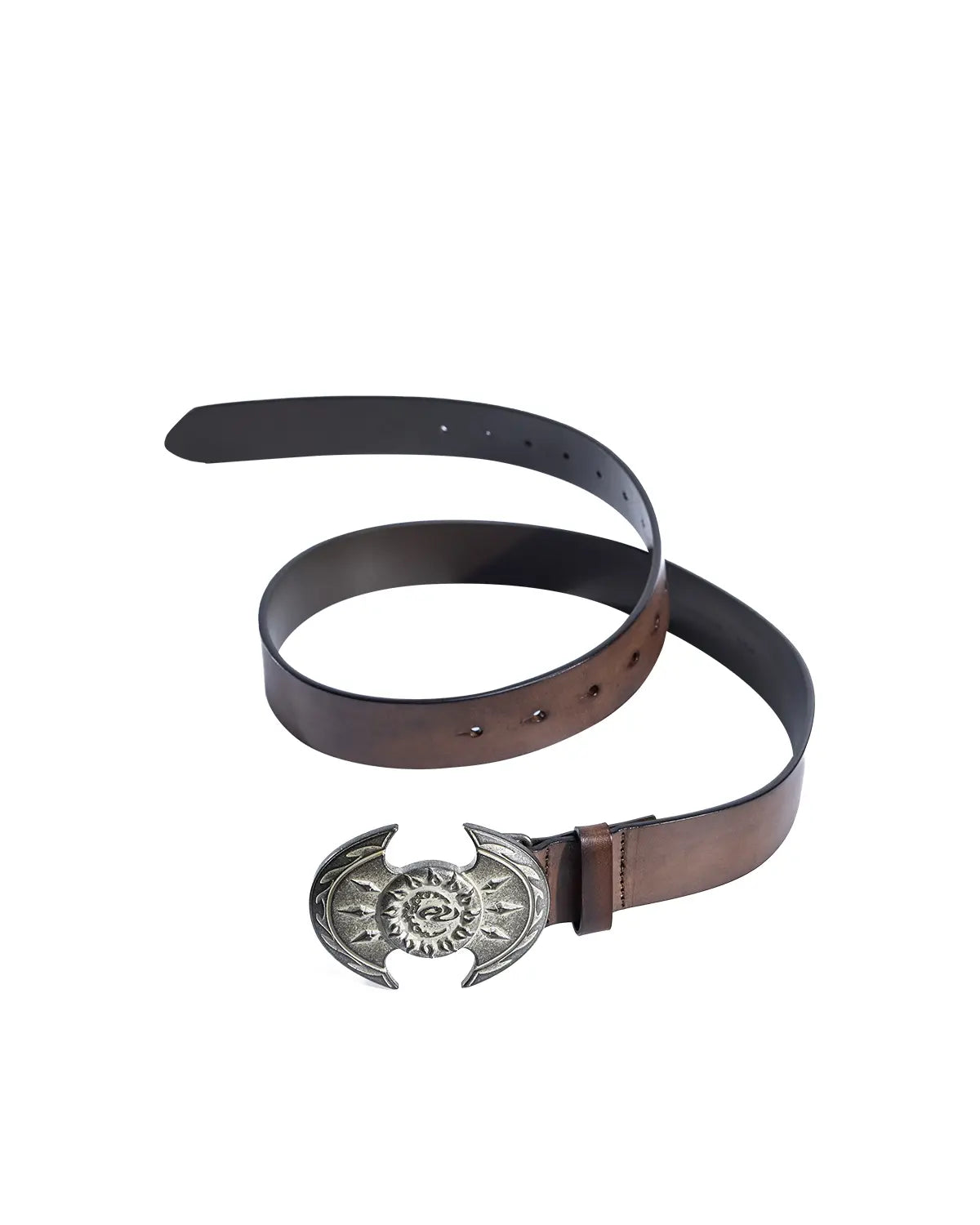 Personsoul Top-Grain Cowhide Axe-Shaped Belt In Brown