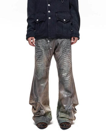 Personsoul Python-Muster Plissierte Schlagjeans