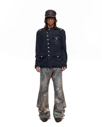 Personsoul Python-Muster Plissierte Schlagjeans