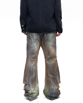 Personsoul Python-Muster Plissierte Schlagjeans