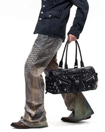 Personsoul Python-Muster Plissierte Schlagjeans